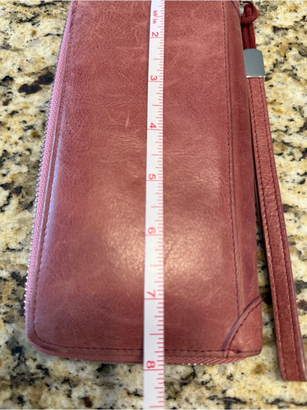 Doris & Jacky rose leather rectangular zip wallet wristlet - Picture 3 of 9